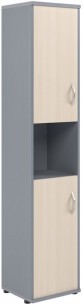 Шкаф колонка с комплектом глухих малых дверей СУ-1.5(L) Клен/Металлик 406*365*1975